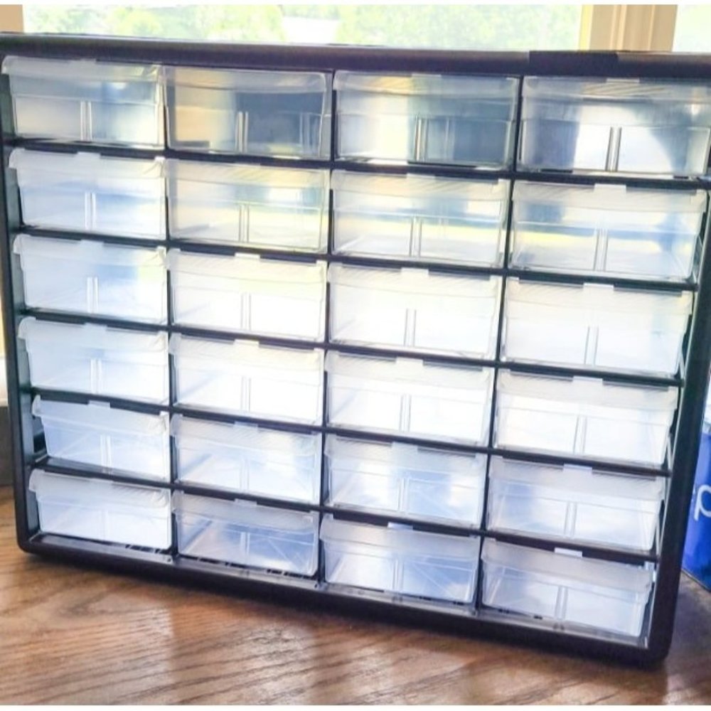 24 Cabinet 10724, Plastic Parts Storage Craft Cabinet, 20" W x 6" D x 16" H